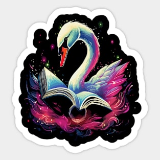 Swan Reads Book Sticker